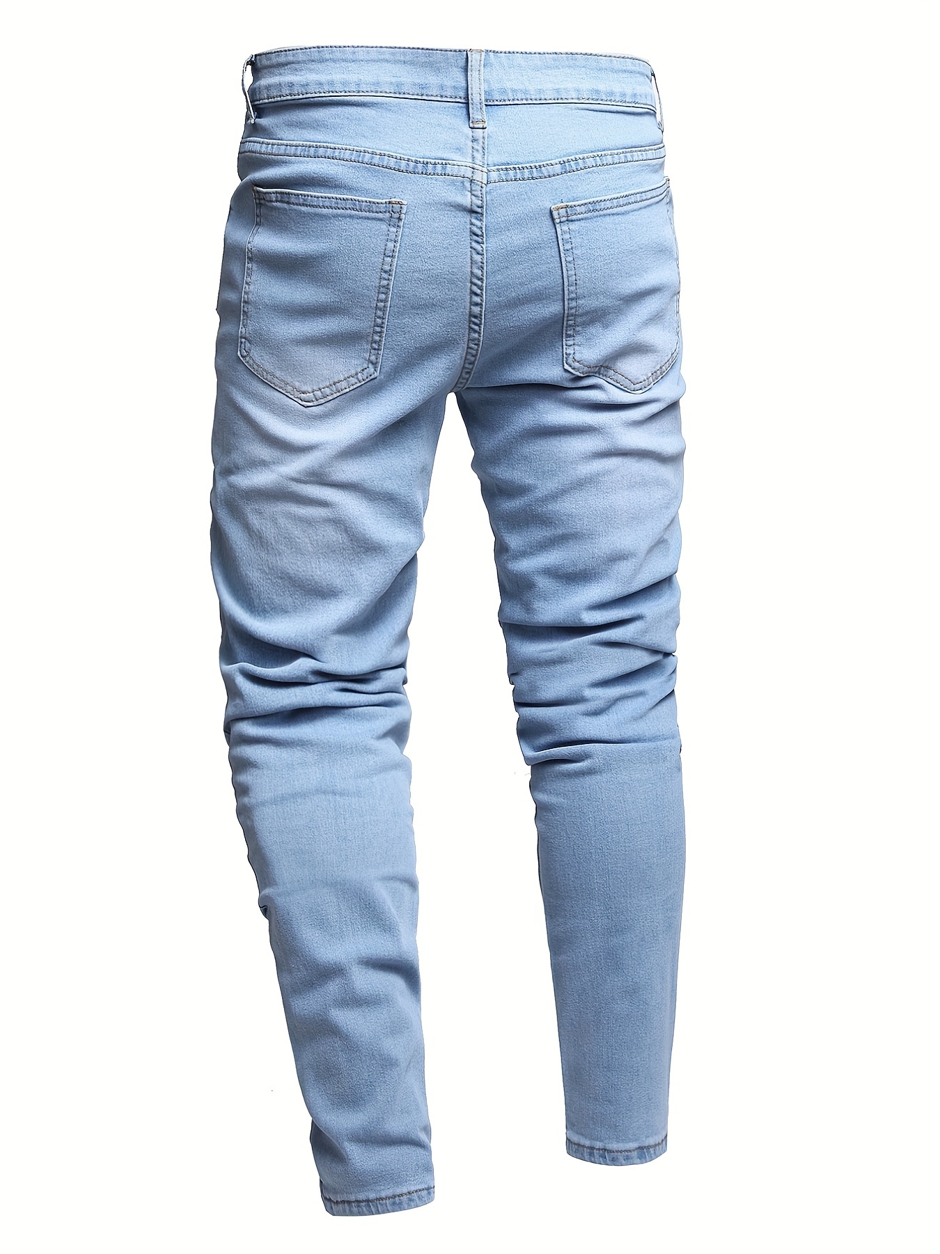 Mens Skinny Jeans With Embroidered Patterns Slim Fit Stretch Denim