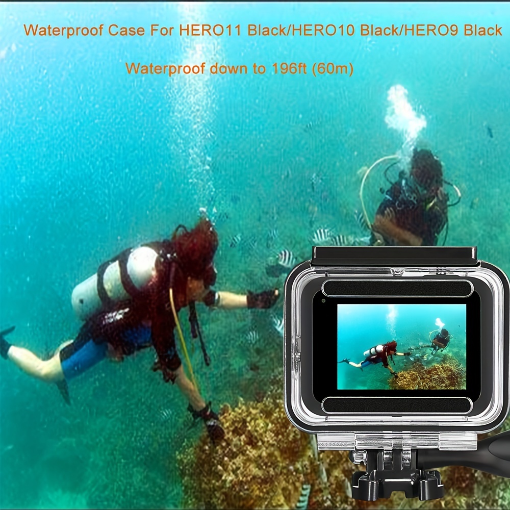 60M Waterproof Case, 196FT Underwater Protective Housing Case for Hero11  Hero10 Hero9 Black, with Quick Release Mount and Thumbscrew