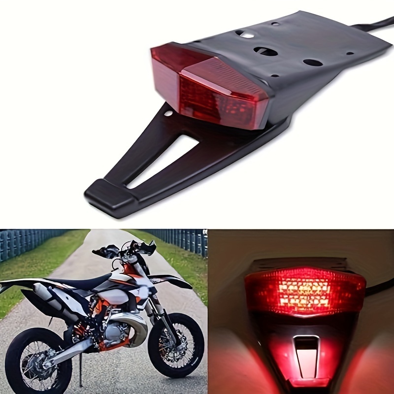Feu Arrière de Moto LED Feu Stop Lampe de Frein Indicateur Clignotant pour  Custom Café Racer Lumière Rouge avec Support pour plaque d'immatriculation