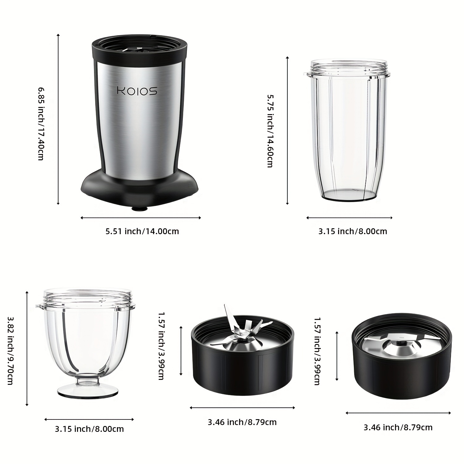 850W Bullet Blender for Shakes and Smoothies, 11 Pieces Personal Smoothie  Blenders for Kitchen, Small Cup Grinder with 2 * 17Oz To-Go Cups and Spout  Lids, Pulse Technology (Black)