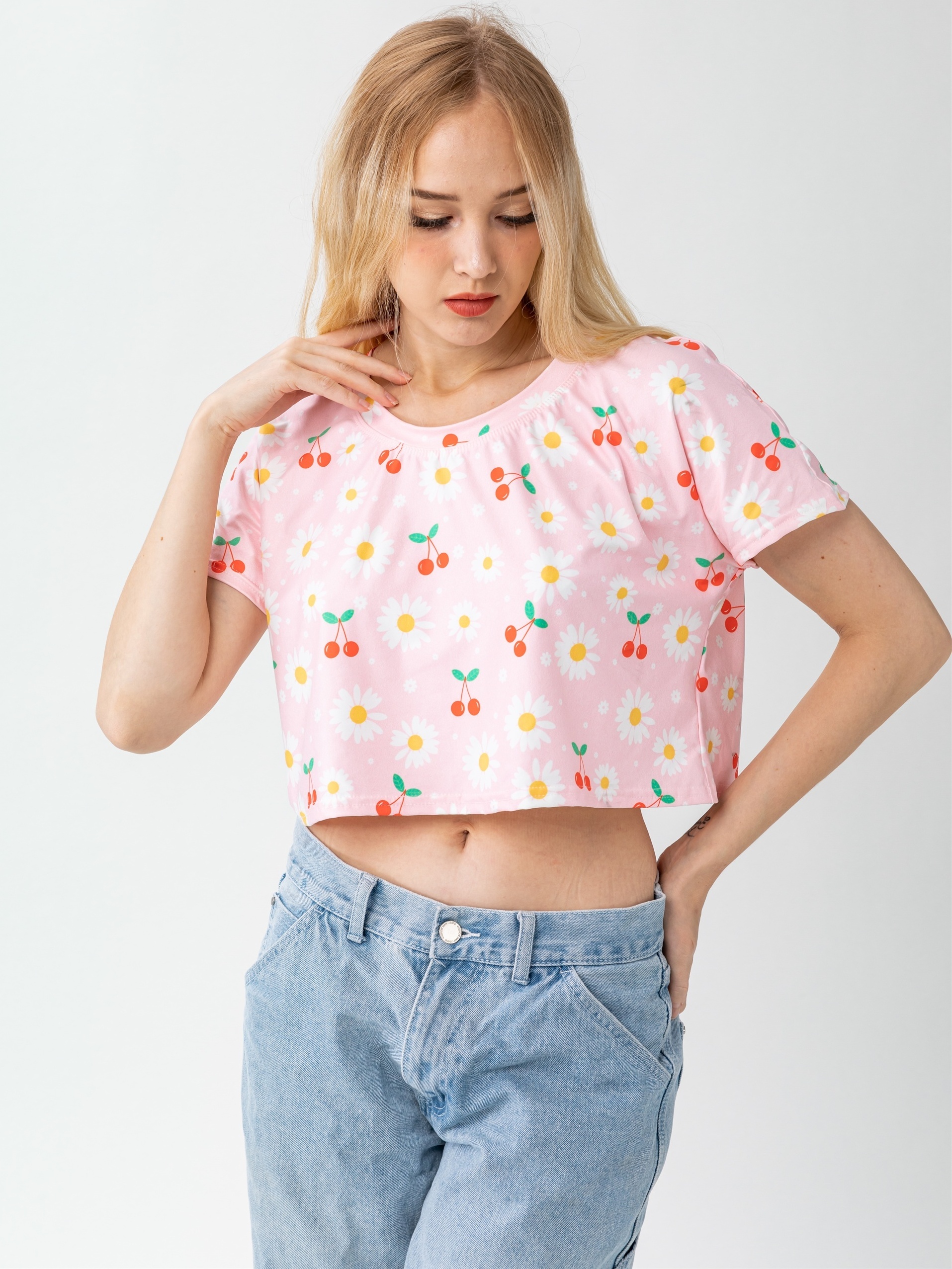 Women Clothes Floral Crop Top Ladies Blouse Women Top Cute Tops