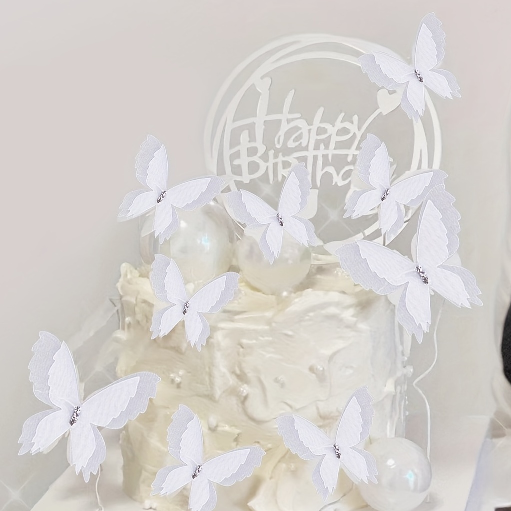 5 Piezas De Adornos Para Pasteles De Mariposas Blancas - Temu