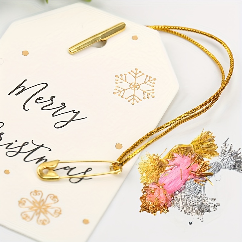 Christmas Ornaments Hanger String 200pcs Golden Ribbon Ornament Hook Ropes  String With Snaps Locking For Christmas Ornament Hanging Decorations