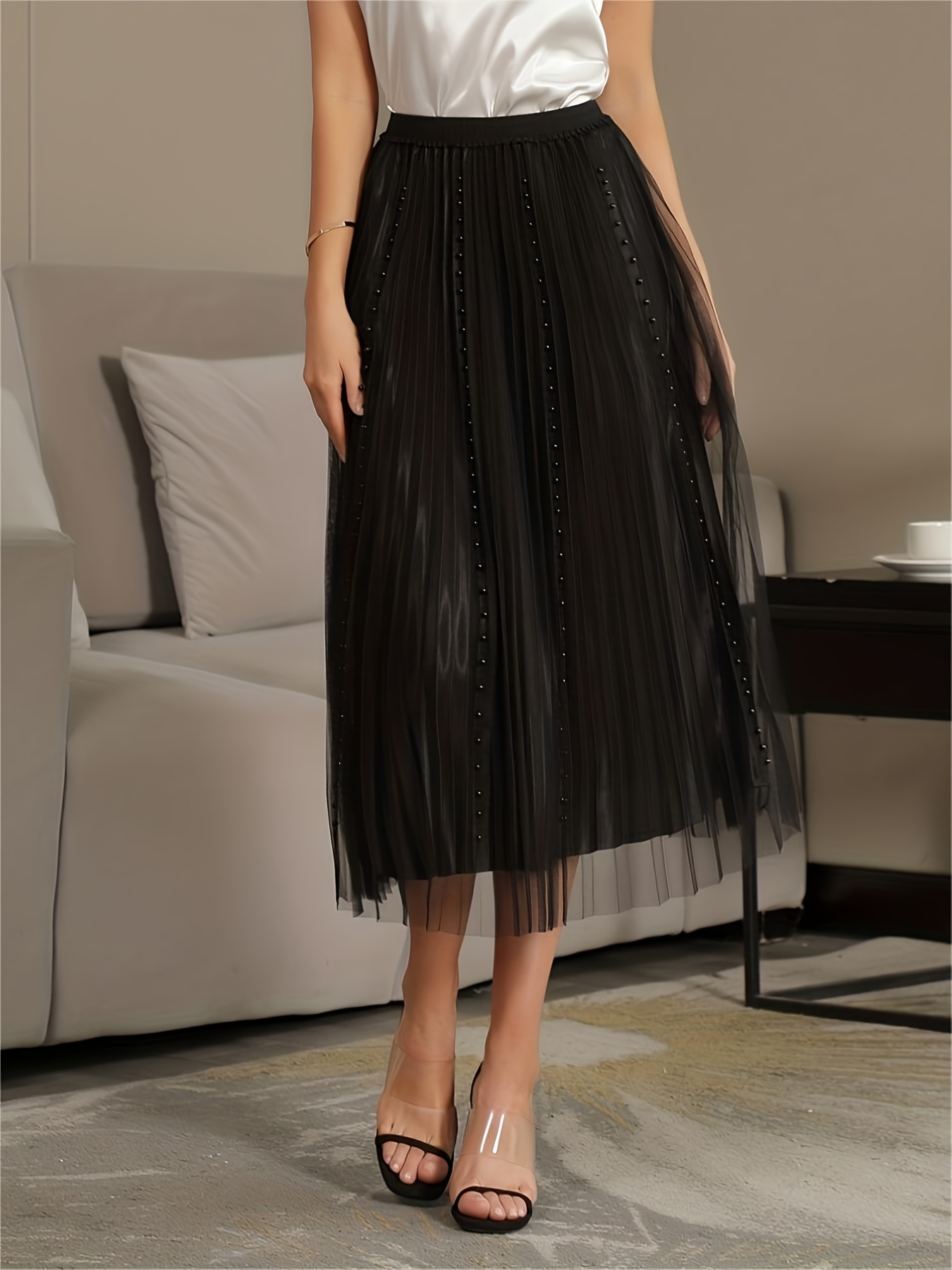 New Arrival Mesh Tutu Skirt For Women, Elegant Pleated Skirt With Lining
