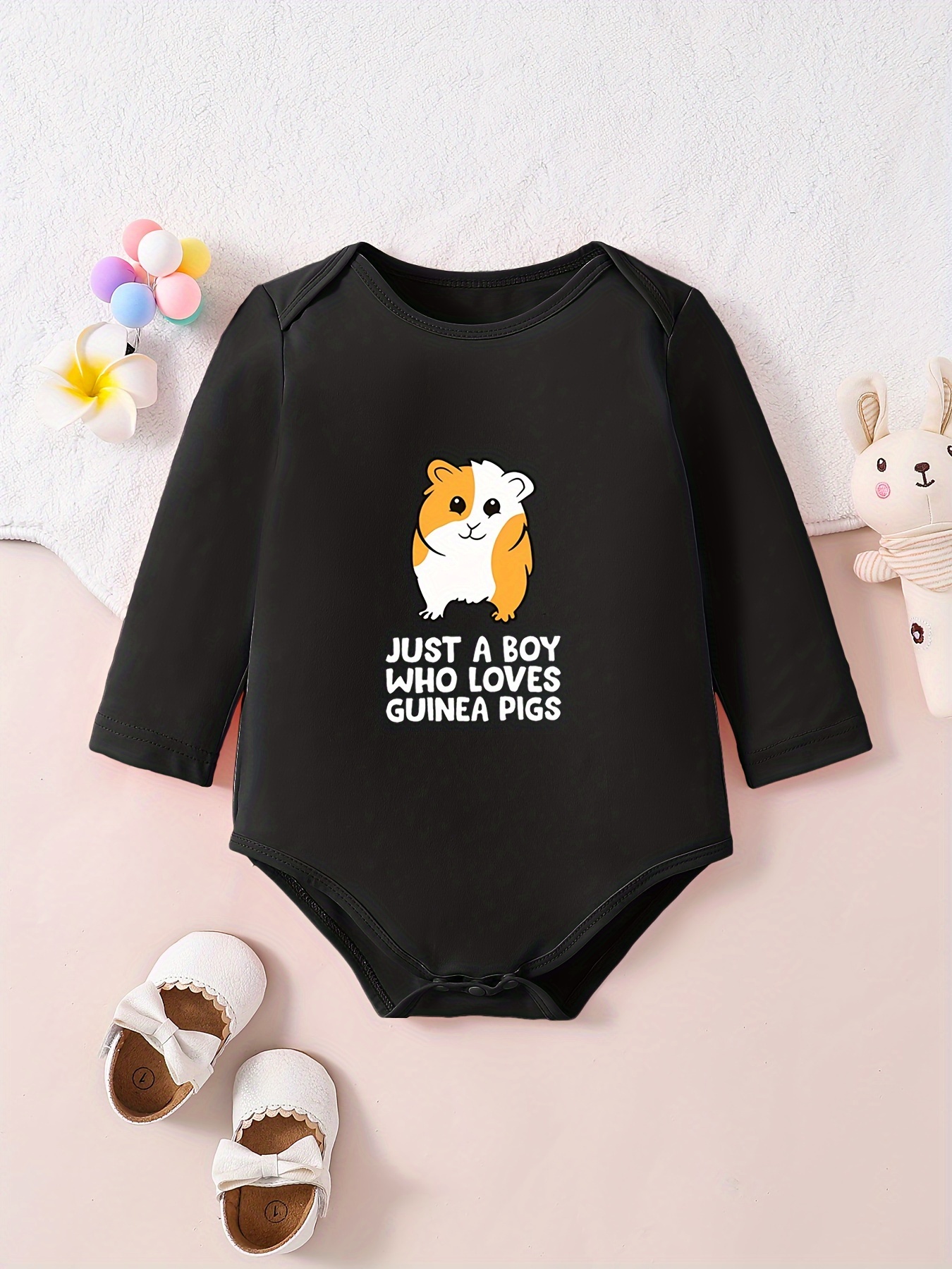 Infant s Cartoon Guinea Pig Print Bodysuit Comfy Long Sleeve Temu