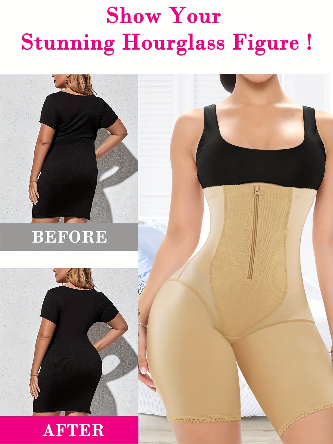 High Waist Zipper Shaping Shorts Tummy Control Compression - Temu