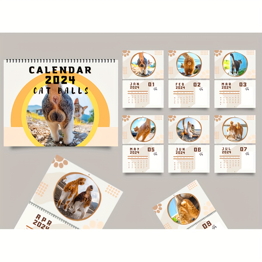 Cat Wall Calendar 2024, Printable Calendar, Funny Calendar, Cat