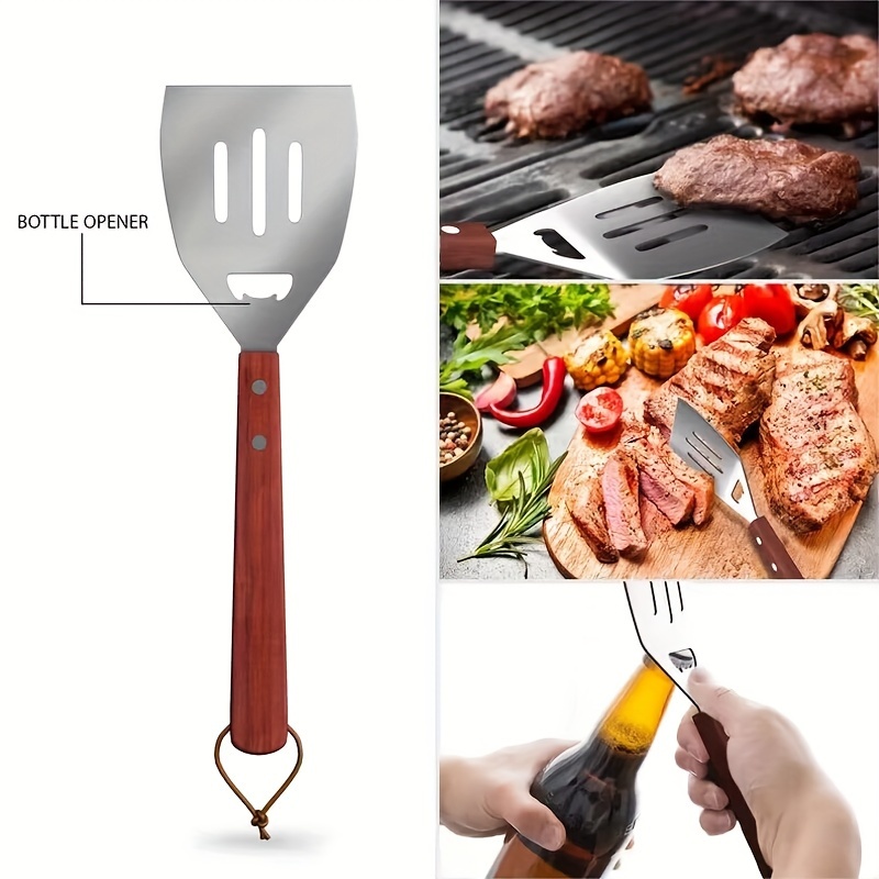 Bbq Grill Tool Set: Wooden Handle Barbecue Kit With - Temu