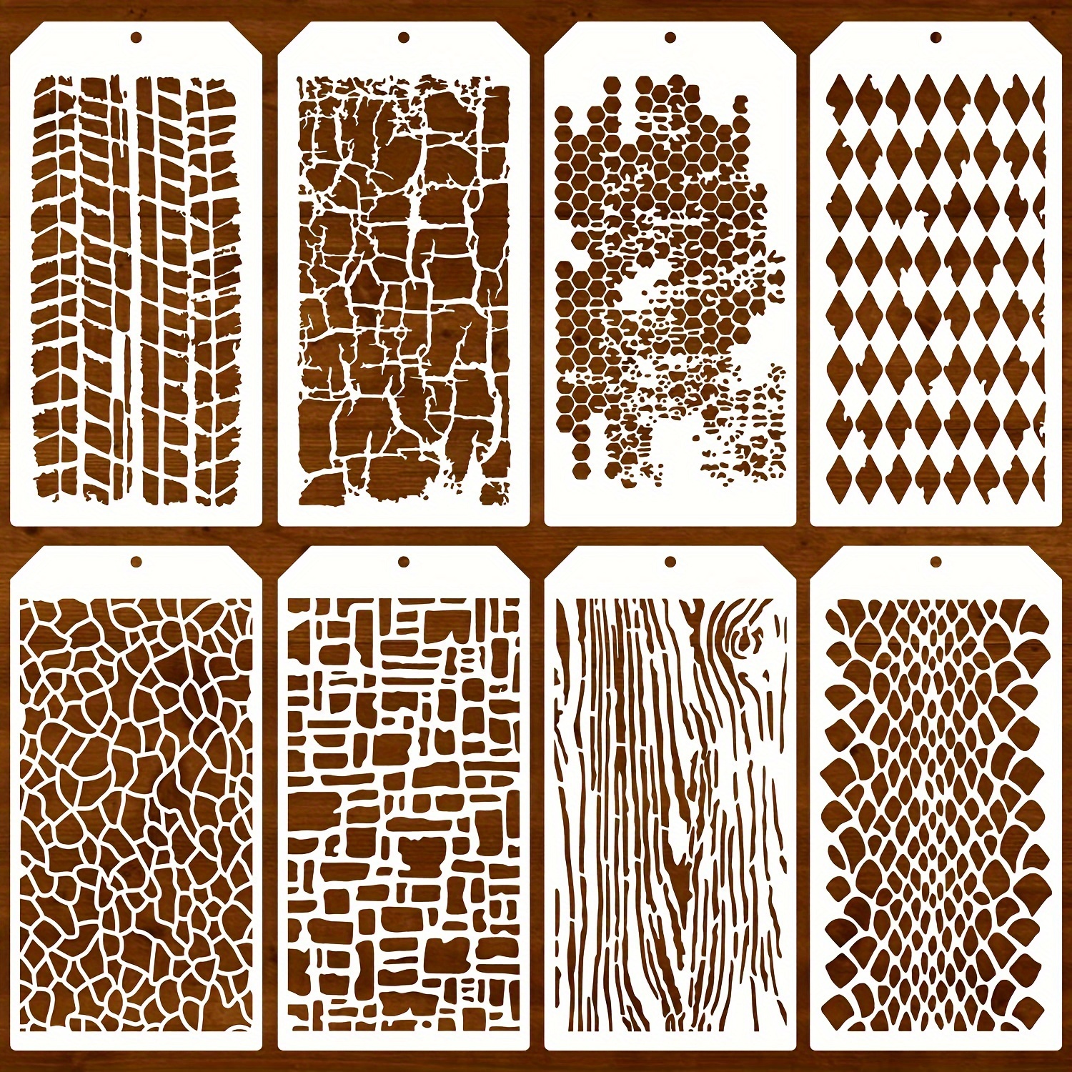 

8pcs Stencils For Crafts, Leopard Brick Dot Layering Stencils For Crafts Reusable Texture Stencils Mixed Media Stencil Layering Drawing Templates For Painting On Wood Crafts Furniture Paper