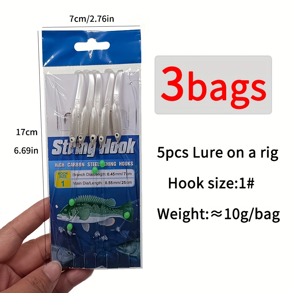 2/3bags Fishing String Hook Eel Sabiki Rig Small White - Temu United Kingdom