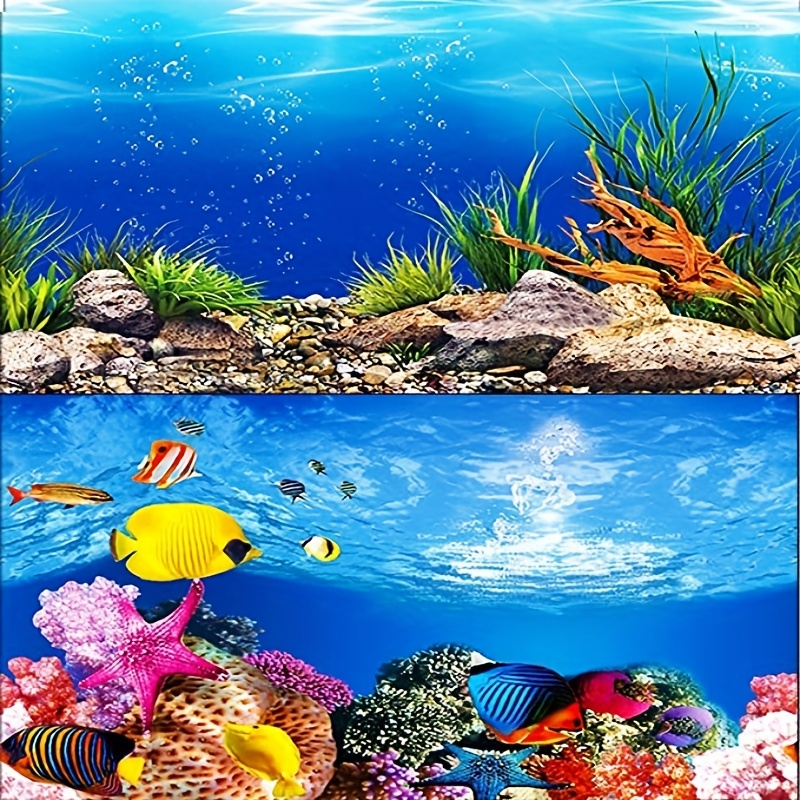 Acquario Poster Sfondo Underwater World Shell Fish Tank HD Immagine Coral  Plants Decor