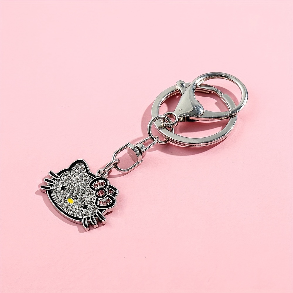 Miniso Hello Kitty Rhinestone Decor Keychain, Trendy Key Chain Charms, Perfect Bag Decor Pendant,Temu