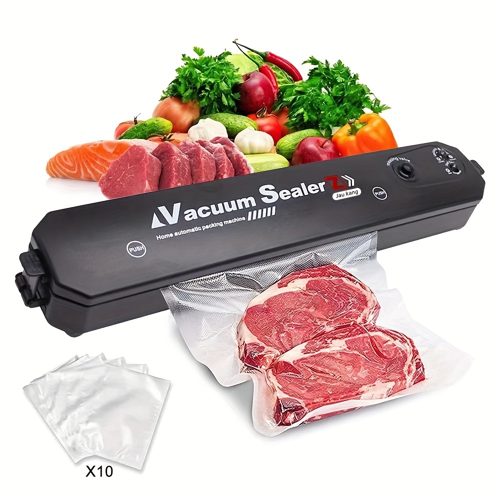 1pc Compact Vacuum Sealer Machine for Food Storage - Automatic Air Sealing  System for Dry and Moist Food - Includes 10 Seal Bags Starter Kit
