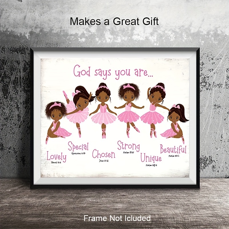 Ballerinas in Pink Christian Bible Verses Quotes Nursery Kids 