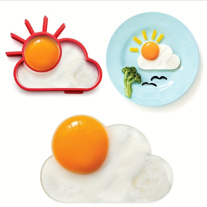 Monkey Business Sunnyside: Fun Egg Ring | Sun- and Cloud-Shaped Egg Mold | Cute Kitchen Accessories | Egg Rings for Frying Eggs | Silicone Egg Mold to Serve Eggs in