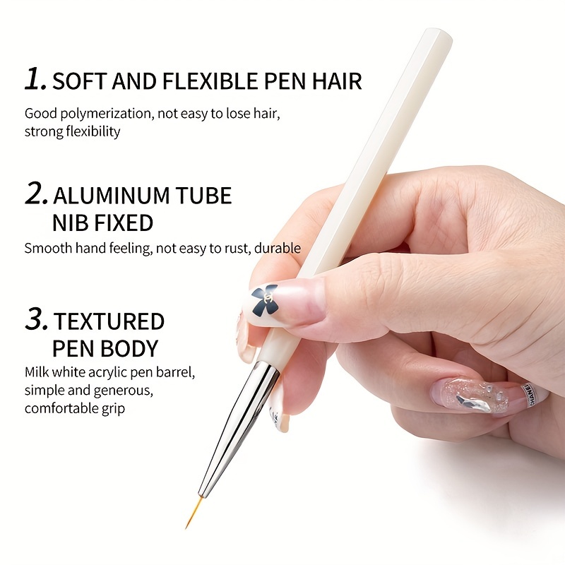 3/4PCS Nail Art Brush Line Drawing Pen Painting Liner Thin Brushes  7/9/11/15mm ^