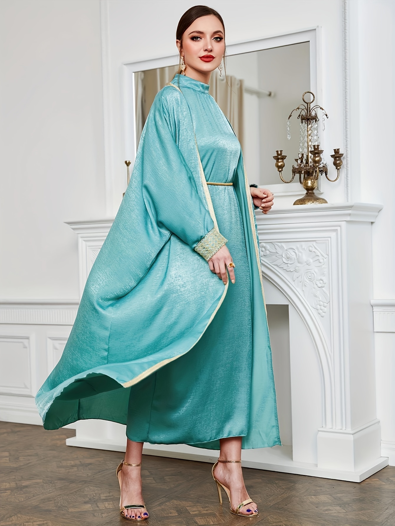 Ramadan Modest Dress Two piece Set Open Front Long Length - Temu