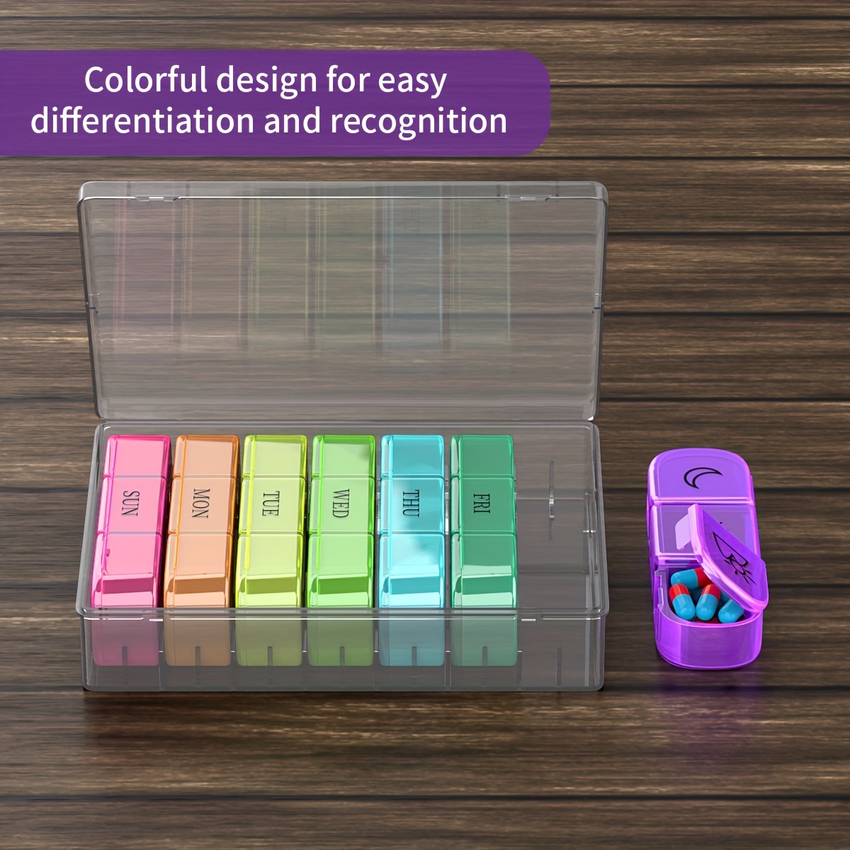 1pc Colored 7-day Weekly Pill Organizer