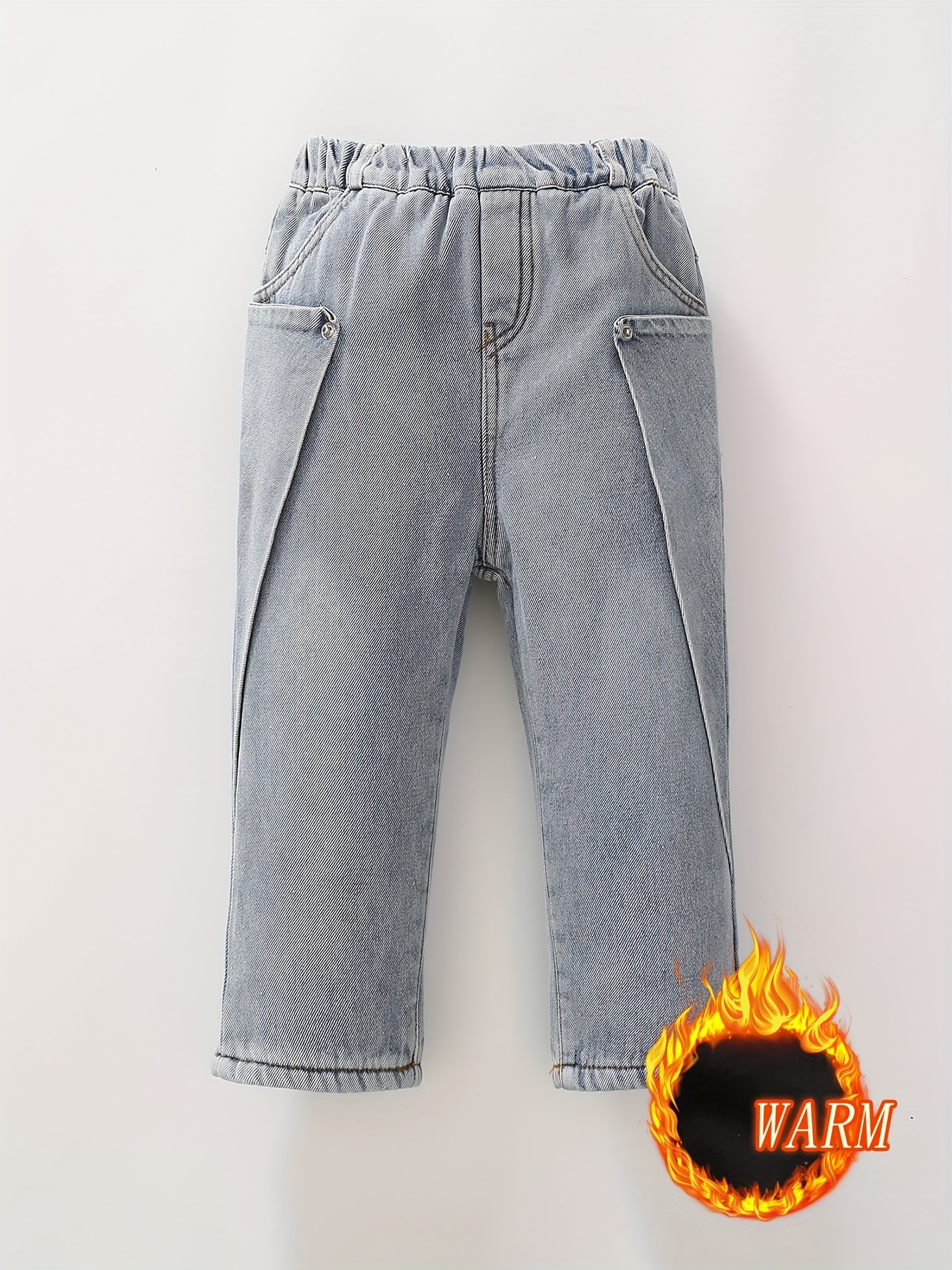 Elastic Waist Slim Fit Baby Boy Fleece-Lined Jeans -W3DS37Z4-507
