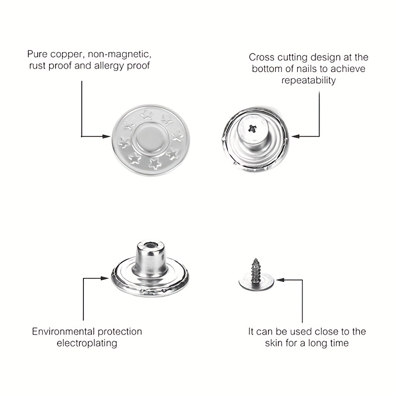  Reemplaza fácilmente los botones de Jean 12 piezas sin coser  Jean botones para pantalones vaqueros ropa DIY accesorios para sastre  modista costura costura mercería : Arte y Manualidades