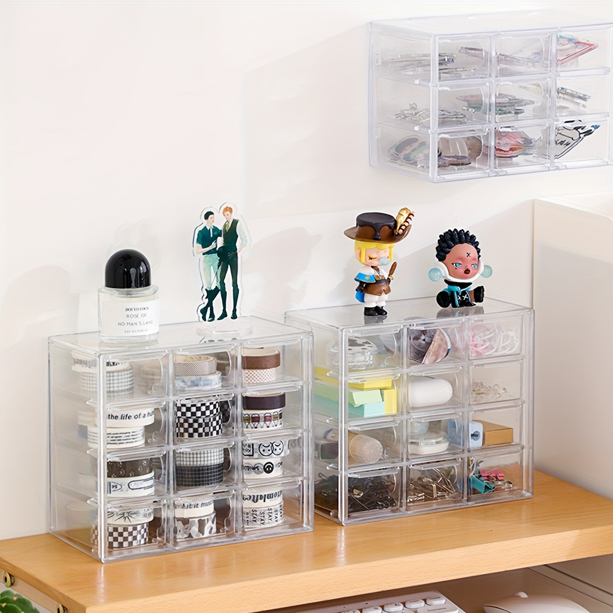 1pc Beads Storage Box With Grids, Desktop Jewelry Transparent Drawer  Plastic Box, Household Storage Organizer For Dresser, Desktop, Home, Dorm