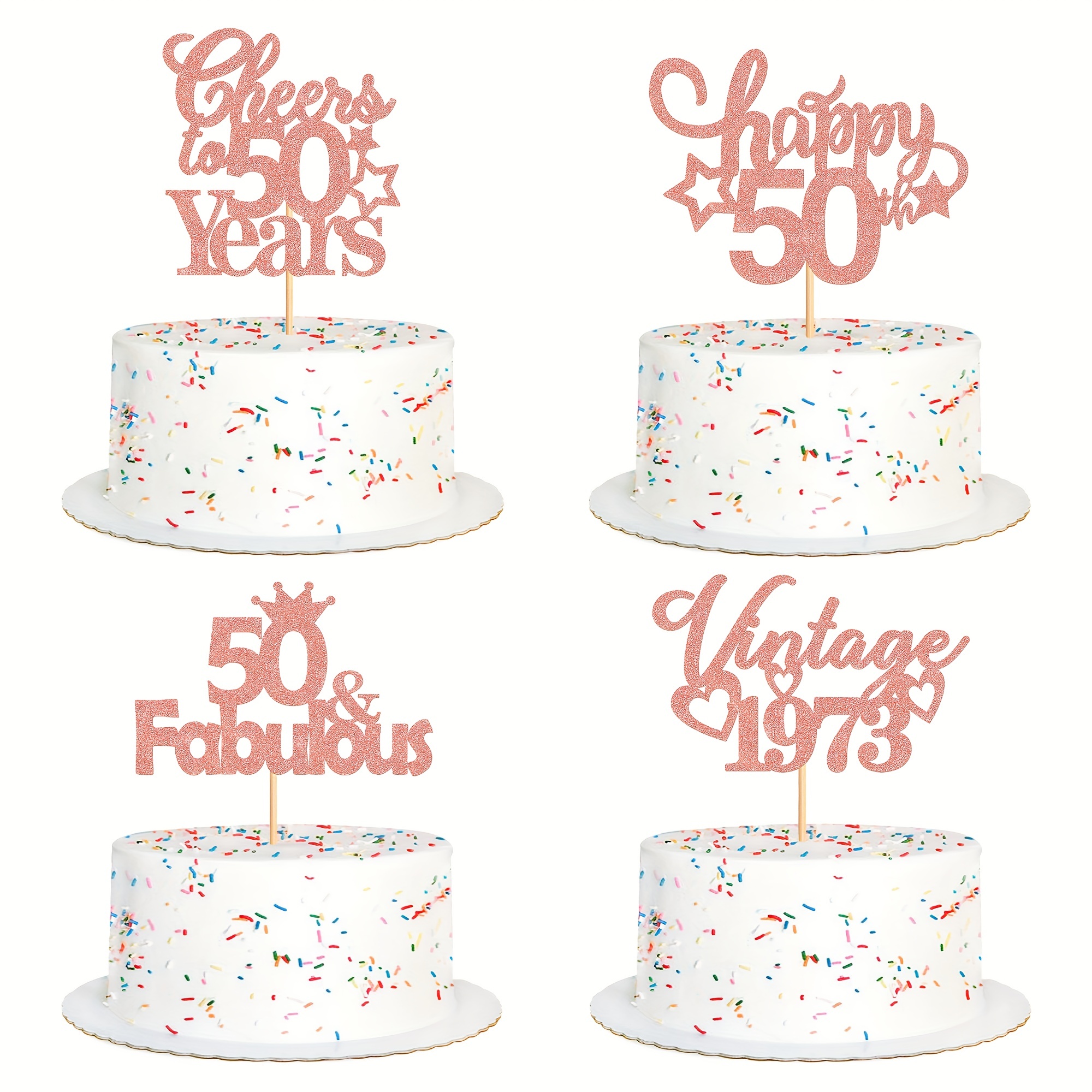 50th Birthday Cake Decorations Set Include 50th Birthday Candles Numeral 50  Cake Candles and Happy 50th Birthday Cake Toppers with Heart Star Cupcake