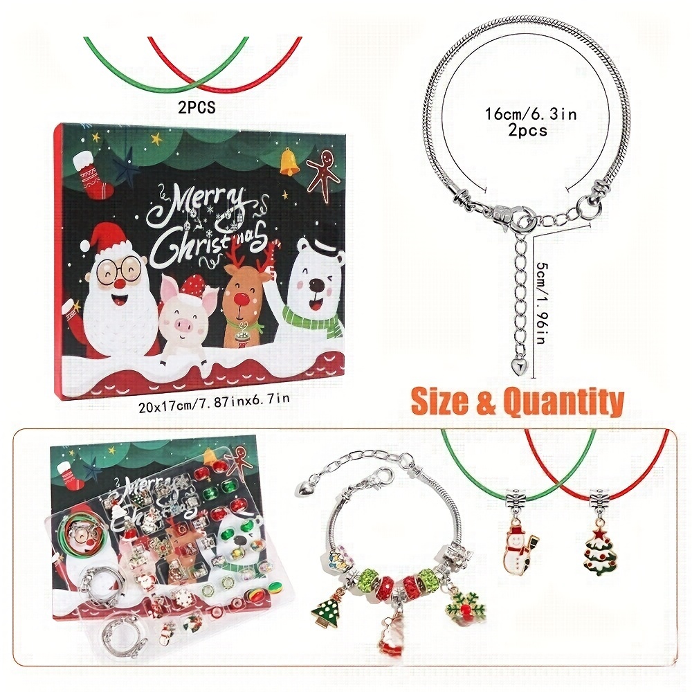 Diy Christmas Bracelet Making Kit With Alloy Christmas - Temu