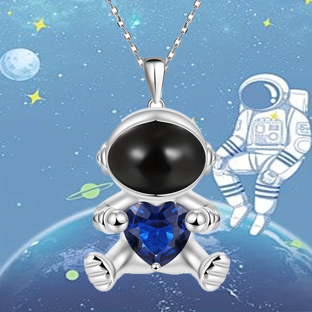 Tiny Sterling Silver Astronaut Necklace Small Outer Space 