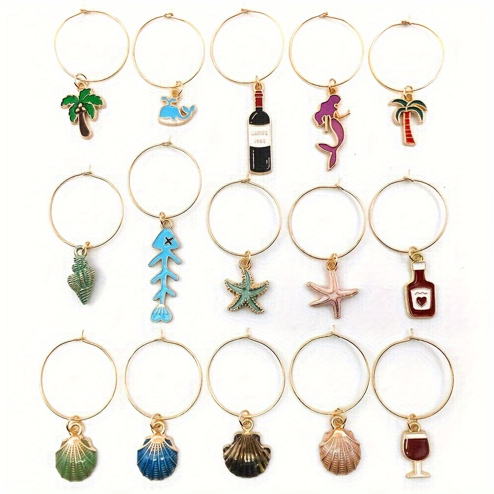 Buy 10 Gold Christmas Glass Decorations, Drinks Charms, Decor