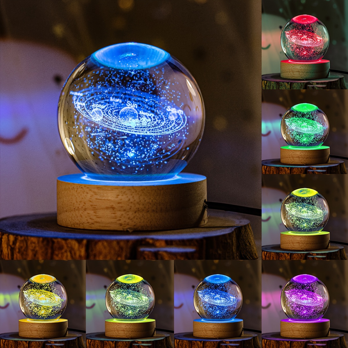 Moon Luminous Crystal Ball Lamp Desktop Home Ornament Living - Temu