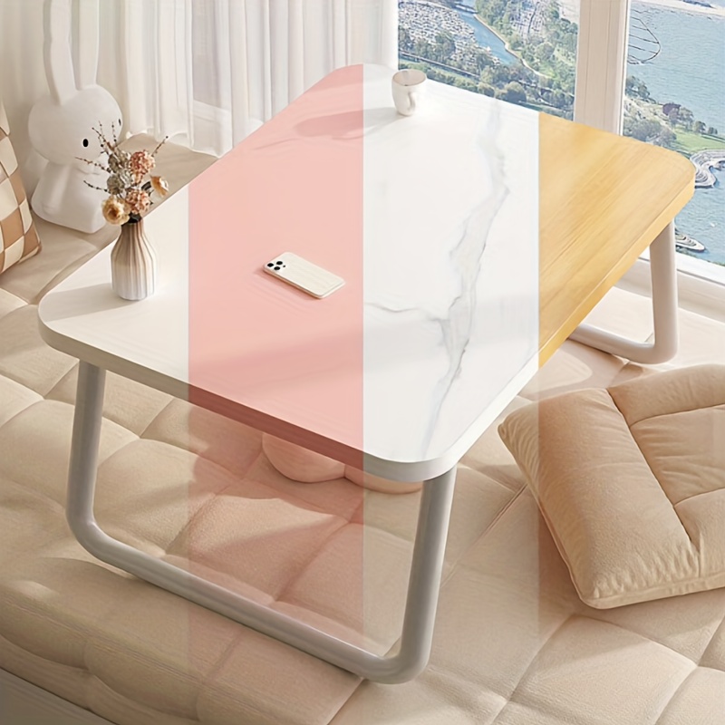 Mesa plegable para portátil – Mesa de sofá de madera ajustable en altura y  escritorio portátil para laptop con reposapiés, tapón de borde, portavasos