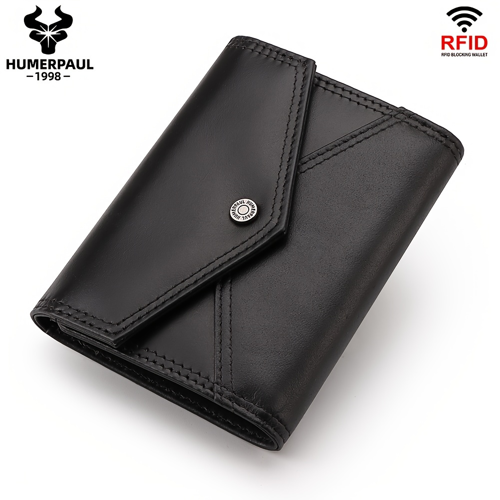 Genuine Leather Women's Trifold Wallet RFID Blocking