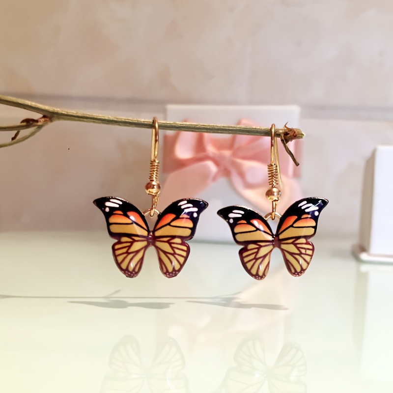 

New European And American Colorful Butterfly Earrings With Oil Dropping Alloy, Elegant Butterfly Women's Earrings And Earrings