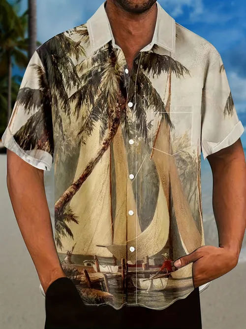 Mens Print Hawaiian Shirt - Temu