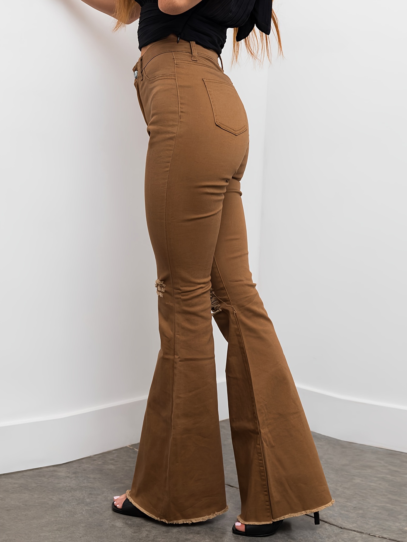  Jeans for Women - Flare Leg Jeans (Color : Rust Brown