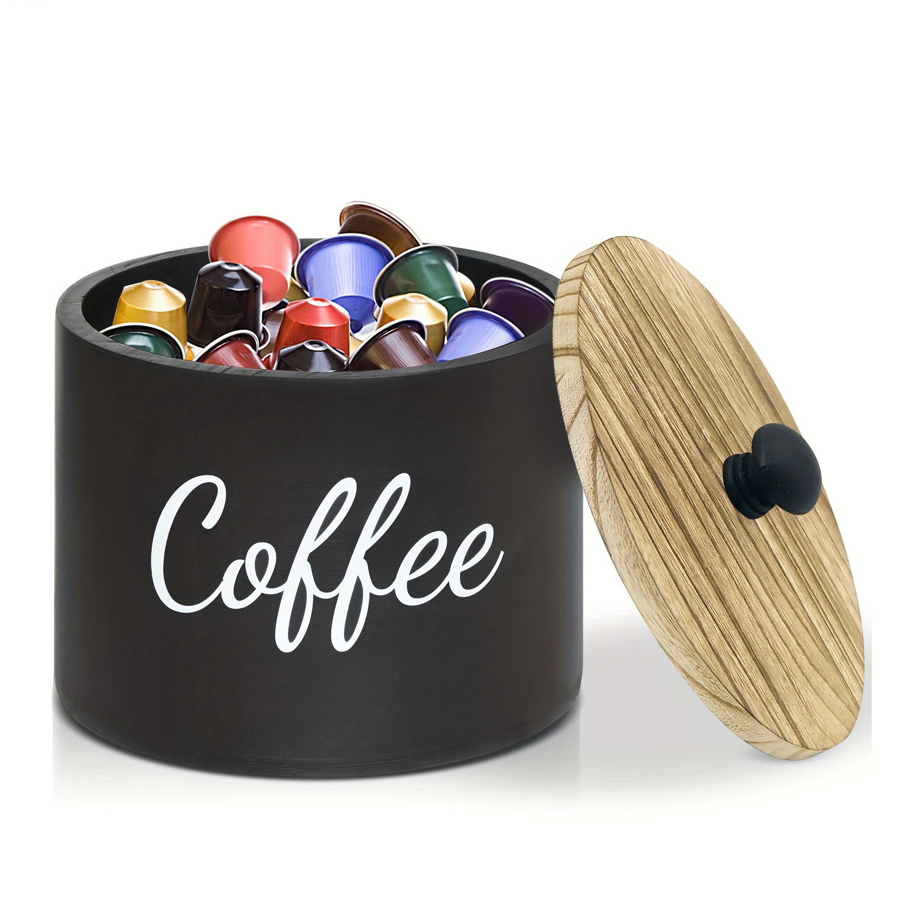 Coffee Station Organizer for Counter, Wood Coffee Pods Holder Storage  Basket, Coffee and Tea Condiment Storage Organizer, Rustic Coffee Bar Decor  for