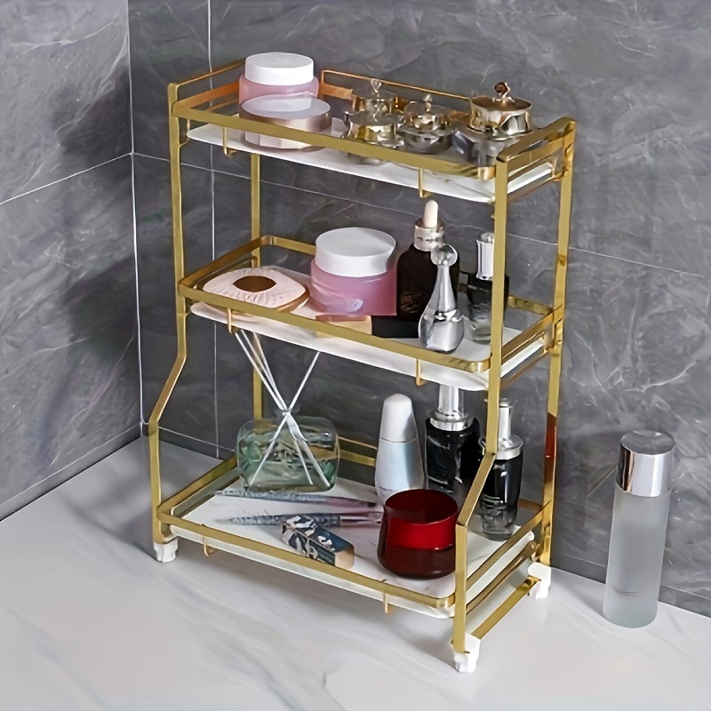 Gold Shower Caddy Double Tiers Aluminum Alloy Corner Bathroom Organizer  Storage