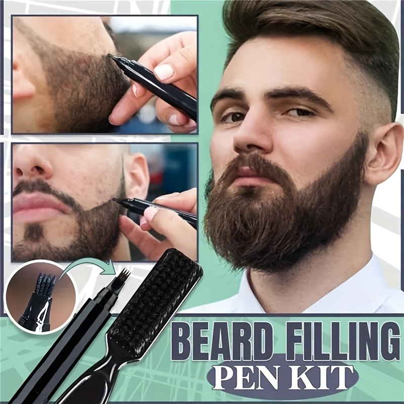 Beard Filling Pen Kit Salon Hair Engraving Styling Eyebrow Brush Tool  Waterproof