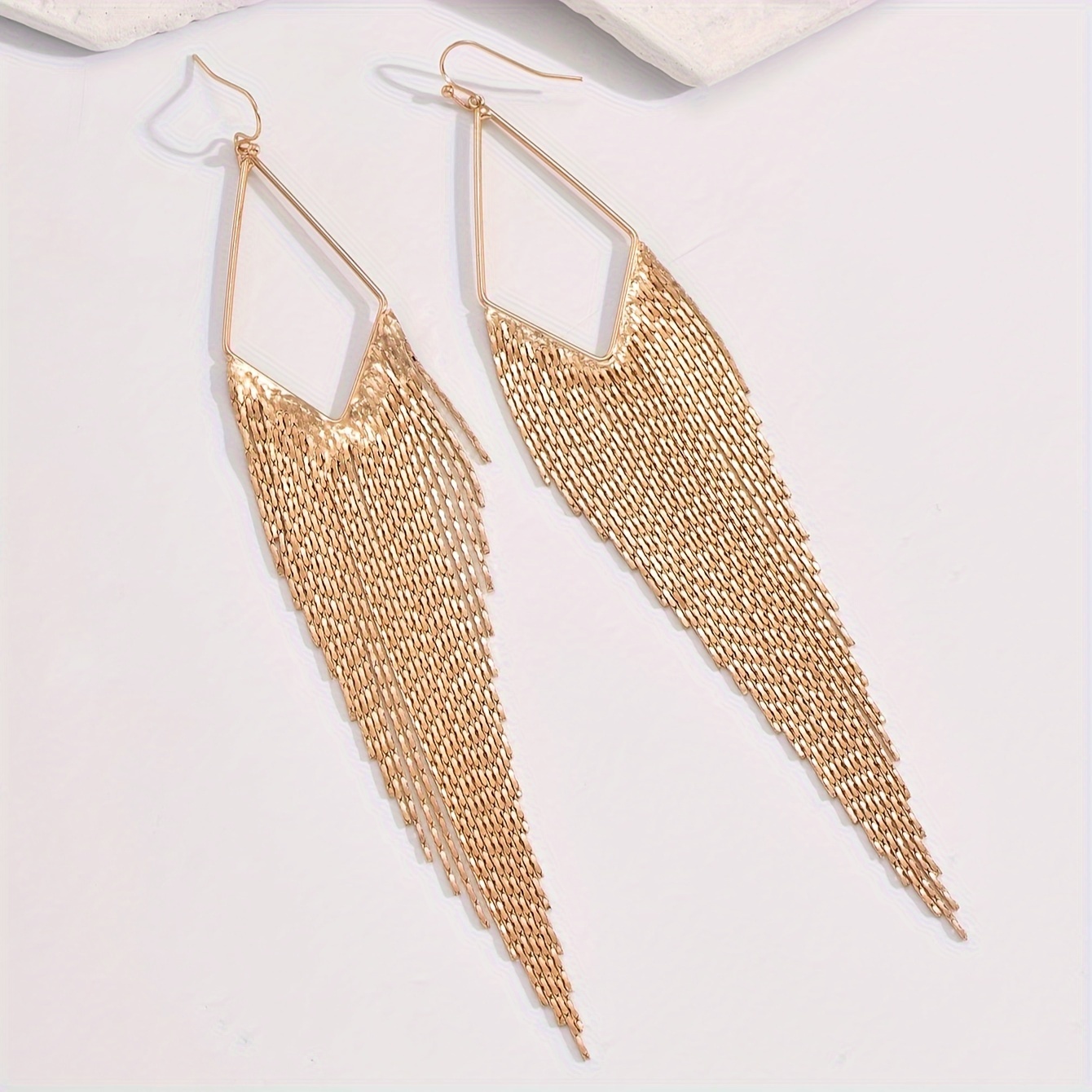 

1 Pair Of Dangle Earrings 14k Gold Plated Trendy Long Tassel Design Match Daily Outfits Evening Party Decor Dupes Luxury Jewelry