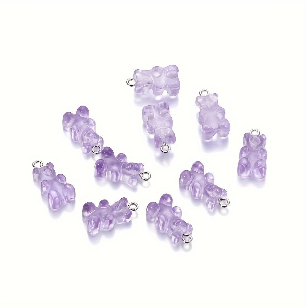 10pcs 10x20mm Resin Little Bear Transparent Gummy Bear Charms Mixed Color Acrylic Handmade Pendant for Necklace DIY Bracelet Jewelry Accessories