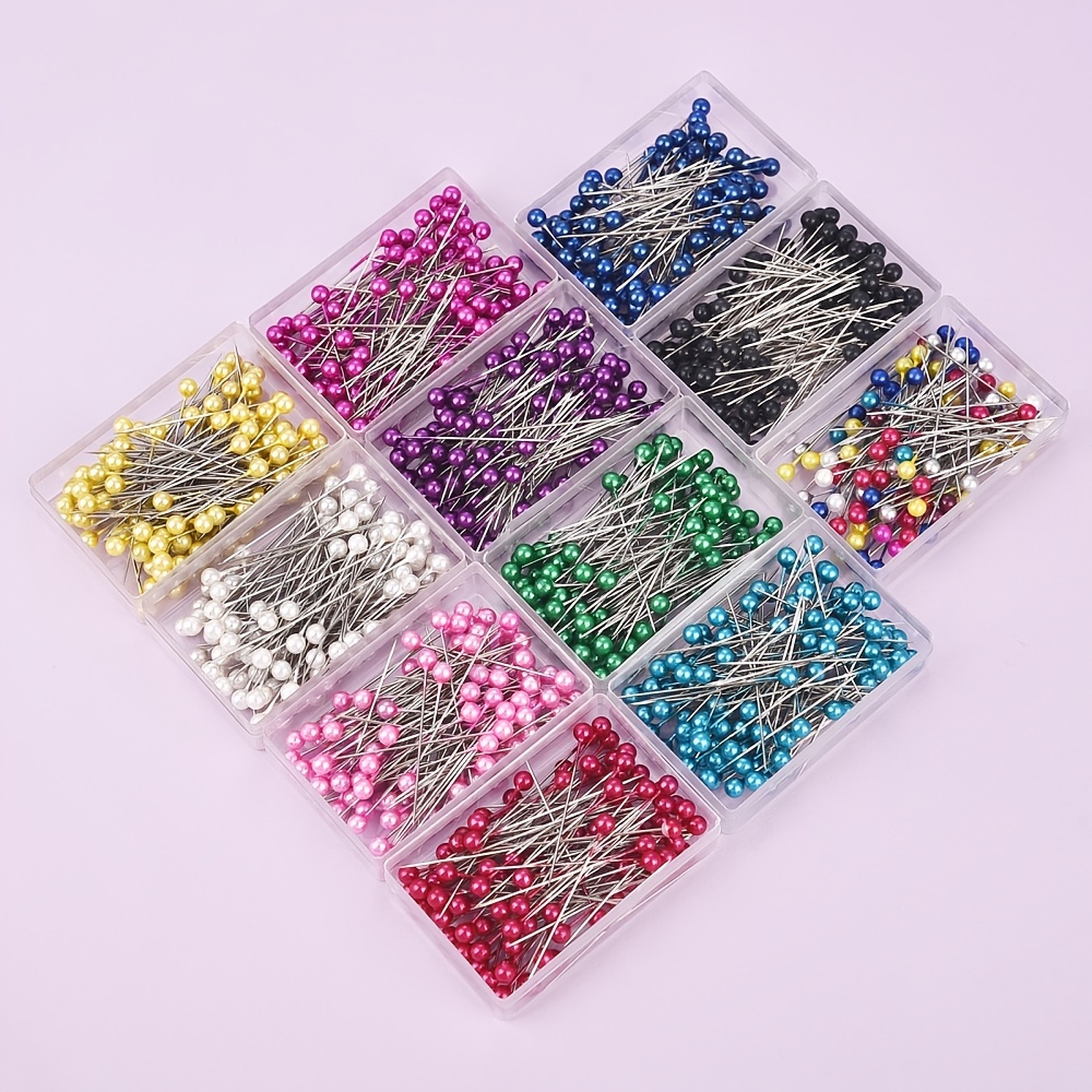160-200Pcs 38cm Colorful Round Pearl Head Needles Stitch Straight Push Sewing  Pins For Dressmaking DIY
