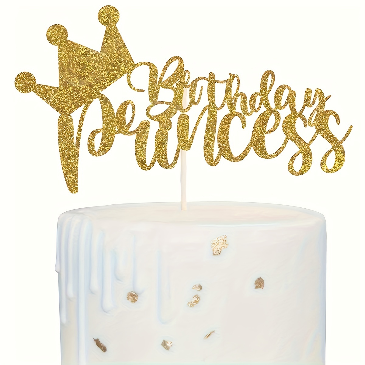 Happy Birthday Cake Topper Anniversaire, Or Decoration Gateau Joyeux  Anniversaire avec Rose Violet Papillon Gâteau Cupcake Topper, Paillettes  Topper