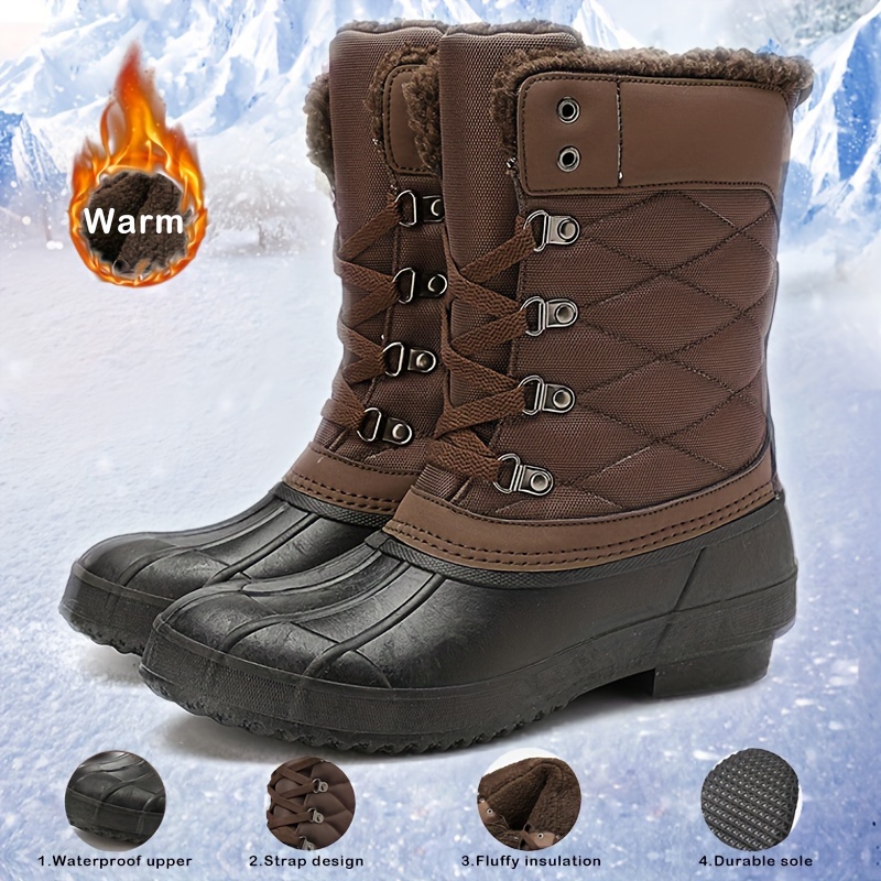 Botas De Nieve Cálidas De Fondo Grueso Antideslizante Cómodas Para Mujer,  Zapatos Para Caminar De Color Sólido Con Parte Superior Alta