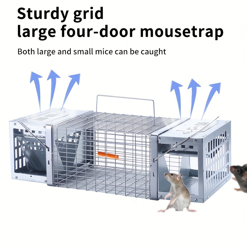 1pc Advanced Four Door Rodent Animal Cage Humane Live Mouse Trap Rat Trap,  Pest Control