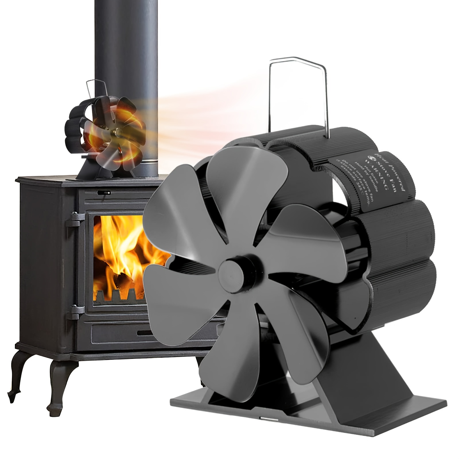 5 Blades Fireplace Fan, Wood Stove Fan, Non Electric Fan For Wood