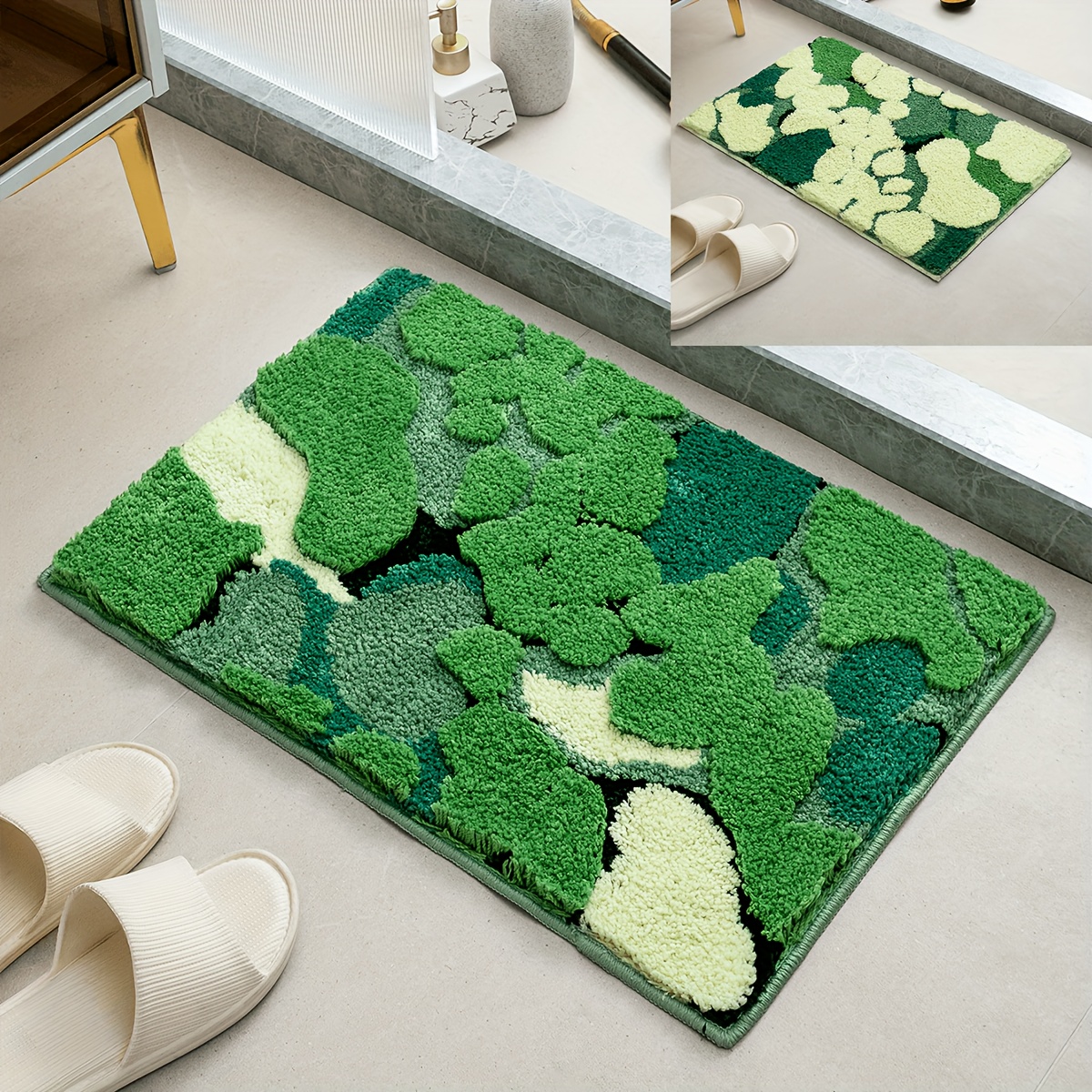 Tropical Plant Leaf Pattern Entrance Door Mat 40*60cm Soft Flannel Carpet Rubber  Indoor Floor