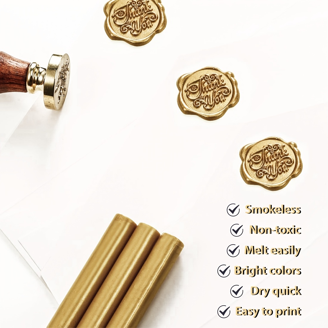 Sealing Wax Stick Metallic Antique Gold Glue Gun Wax Seal for Wedding  Invitations, Cards Envelopes, Snail Mails, Gift Ideas, Pack of 8 