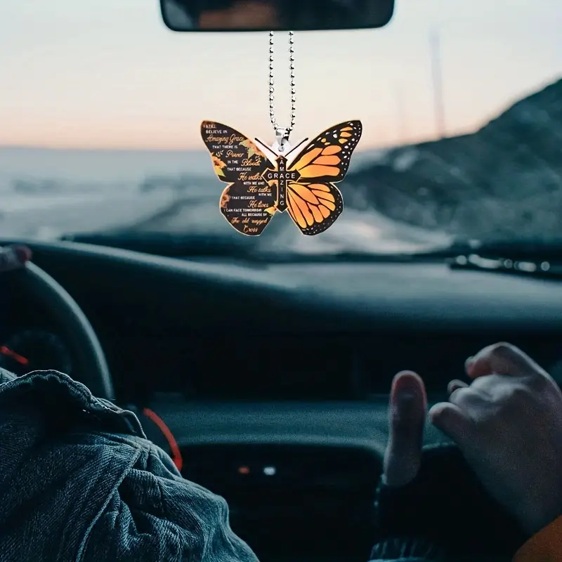 Kreatives Kreuz Schmetterling Hängendes Ornament Auto Rückspiegel