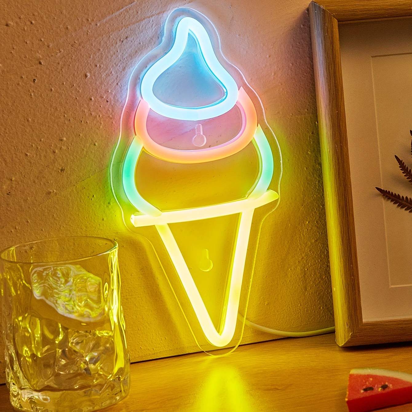 And - Neon Table Temu Light For Wall Up Cream Ice Decor Led Sign