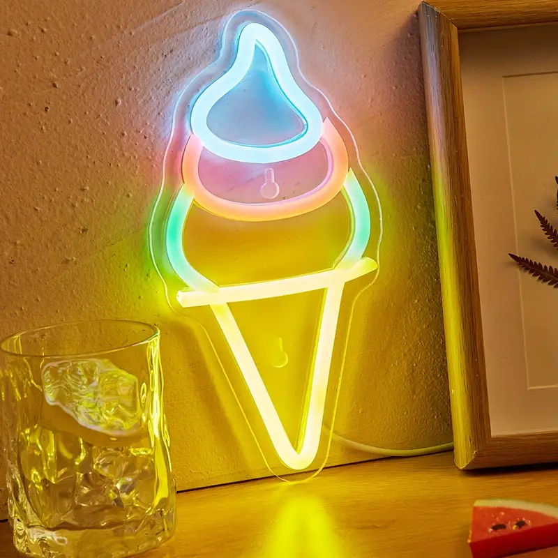 Ice Cream Led Neon Sign For Wall And Table Decor Light Up - Temu